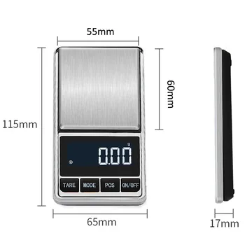 0,01/0,1 g Mini Digitalna Vaga Visoke Točnosti Od Nehrđajućeg Čelika Mini Džep Vage Za Nakit Težine 100/200/300/500 d