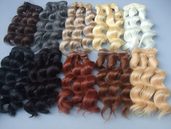 15 cm kovrčave kose perika za lutke, smeđa i crna boja kose Prirodna boja pletena perike za lutke BJD