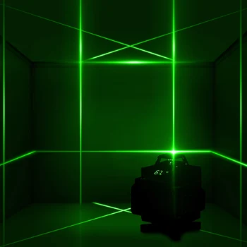 16 Linije Lasera Zeleni 4D Razinu Самовыравнивающийся 360 Vodoravno i Okomito Križ Snažne Zelene Zrake Lasera