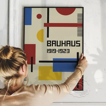 1919-1923 Grafički Umjetnički Plakat Bauhausa, Crveno-Žuto-Plavi Plakat u Obliku Figure, Минималистичные Slova, Geometrijski uzorak, Dekor Zidova Kuće