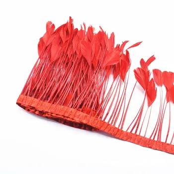 2 metra svuče Коке Guska rep Crveno pero traka Završiti 10-15 cm DIY perje za obrt dekor perje za izradu nakita плюмы