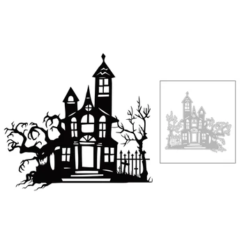 2020 Novi Halloween Izgradnja Kuće Marke za rezanje Metala i Pozadina Drva Marke za Scrapbooking Za izradu razglednica bez marke Setovi