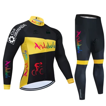 2021 Najnoviji Crna tim Andaluziji Biciklističke Setove 20D Biciklistička Odjeća Biciklistička Odjeća Jesen dugi Rukav Ropa Ciclismo Sportska odjeća