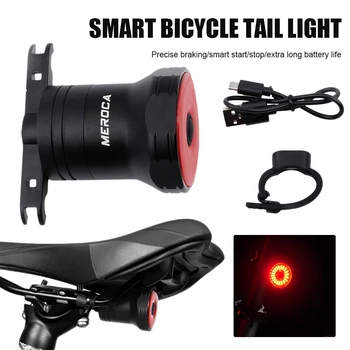 2021 Pametan Bicikl Stražnji dugo Svjetlo Auto Start-Stop Kočnica IPX6 Vodootporan USB Punjenje Biciklizam dugo Svjetlo Bicikl COB LED Svjetla