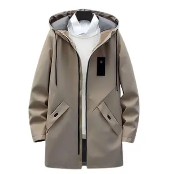 2021 Zimski kaput Za muškarce Monotono jakna dugih rukava Duge jesenje jakna Slobodna Casual odjeća Vrh
