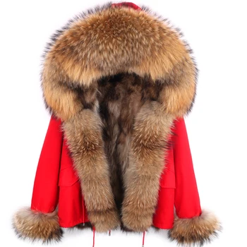 2021 novi kaput od krzna zimska jakna ženska ovratnik tople debele vodootporne parkovi na obloge od prirodnog krzna parka od krzna rakun kaput