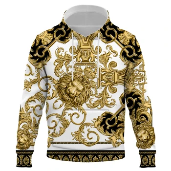 2021 posljednjih hoodies u baroknom stilu za muškarce/žene jesen i zima prevelike 3d Lavljom glavom krunu s po cijeloj površini hoodies ulica muška odjeća