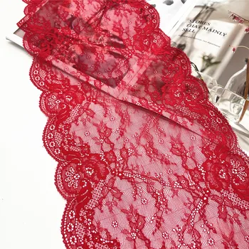 3 m/lot Širina 21,50 cm Crveno Elastično Elastična Čipka Pribor Za Šivanje Odjeće Haljina Oblog Odijelo Čipkan Rublje Tkanina