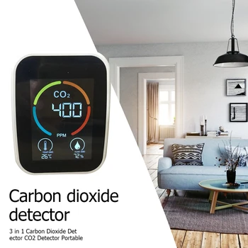 3 u 1 Prijenosni Mjerač CO2 Senzor Temperature i Vlažnosti Tester Monitor Kvalitete zraka Analizator Ugljičnog dioksida Detektor TVOC