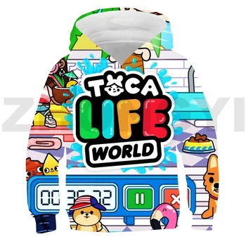 3D Majica sa kapuljačom Toca Boca za djecu Plus Size Japanski vrt odjeća Toca Life World, Za dječake i djevojčice Igra Harajuku Lounge Casual Odjeća sportska odijelo za muškarce