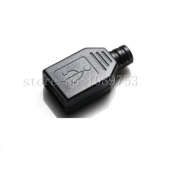 50 kom. USB 2.0 A-Priključak za zidne utičnice i Plastični poklopac za USB-ac Priključak za DIY Crna