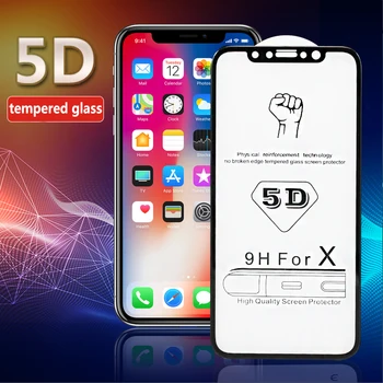 5D Zakrivljeno Sječivo Potpuno Pokriva Kaljeno Staklo za iPhone 8 7 6 6 s Plus Premium Zaštitnik Ekrana za iPhone XS Max XR X 10 Staklena Film