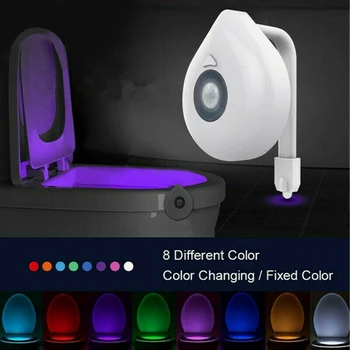 8 Boja Promjena Wc noćno svjetlo Senzor Pokreta LED Vodootporna Lampa za kupatila baterije Za kupatila Početna Kada