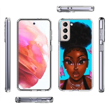Afro Djevojke Crna Ženska Torbica za Samsung Galaxy S20 FE S21 Ultra S10 Lite S9 S10e S8 Plus S7 S6 Rub Bistra Soft Poklopac telefona