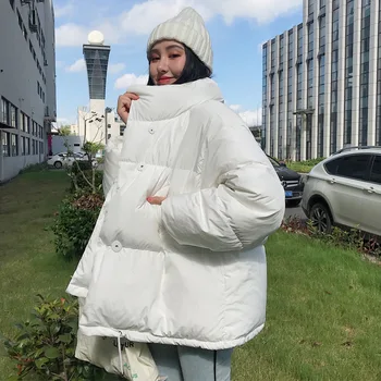 Bijele parkovi 2021 Ženska dolje jaknu sa kapuljačom Moda XL Kratko утолщенное topli zimski kaput na pamuk obloge Ženska odjeća Crna plava