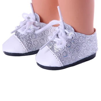 Cipele Za Lutke Laserski Šareni Uzorak Sa Šljokicama Na Gornjem Ring Za 18-Inčni Američke Lutke i 43 Cm Novorođenčadi,Naša Generacija,Cipele