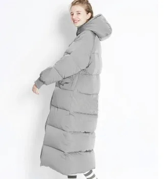 Crna Оверсайз X-Dugi kaput od утиного dlake Ženska zimska dolje jaknu sa kapuljačom Zimsko donje kaput bilo koje veličine