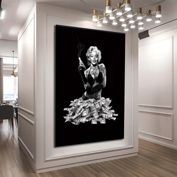 Crno-Bijeli Seksi Veliki Crtež Star Plakata i grafika Marilyn Monroe Velika Klasična Vitičastu Slikanje za Dnevni boravak Kućni Dekor