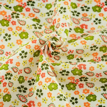 Denim Poplun Zeleno i narančasto Cvjetni uzorak Kućni tekstil Odjeća Lutka Scrapbooking Ukras za praksu Geginner's