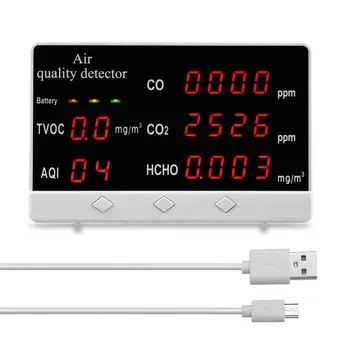 Digitalni Unutarnji/Vanjski CO/HCHO/TVOC Tester CO2 Metar Monitor Detektor Kvalitete Zraka Višenamjenski Газоанализатор