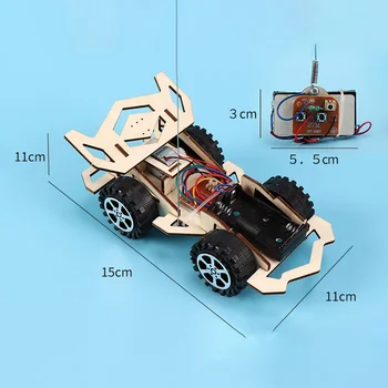 Dječji Drveni skupština DIY 4-Kanalni Električni model trkaćeg automobila RC Znanstveni Eksperiment Igračka Zanimljiva montaža DIY Model RC automobila pokloni