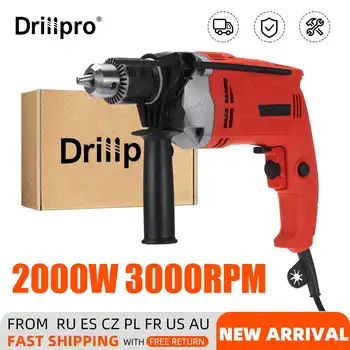 Drillpro 2000 W, 3000 o / min 220 Električna Prijenosni Udarni bušilica Stan za bušenje, pištolji, Ručne bušilice Vozač okretnog momenta s odvrtanjem pomoću ključa Mjerna skala