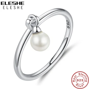 ELESHE Autentično Prsten od 925 sterling srebra Elegantan Maleni biserna prsten za žene Za stranke, dating, nakita, poklona