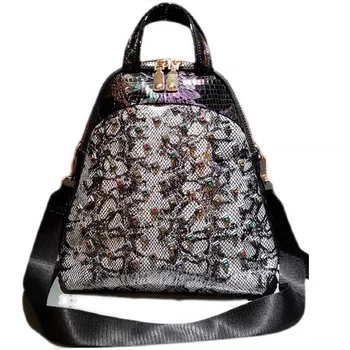 Europska i Američka Moda Zapadni Ženski ruksak Novu Putnu torbu s dvostrukim zakovice i dijamantima Naprtnjače za žene Mochila Para Hombre