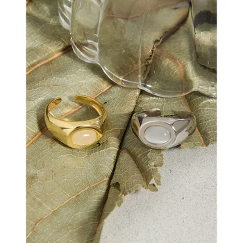 F. I. N. S Luksuznim Minimalistički Prsten Od Srebra S925 Geometrijski Oval Opal Promjenjiva Veličina Prstena Na Prst Glatka Površina Vjenčano Prstenje