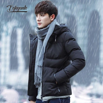 FOJAGANTO Muška zimska jakna s visokim ovratnikom i kapuljačom, monotono jakna s kratkim strukom mladih korejski modni trend, debelo kaputi za muškarce