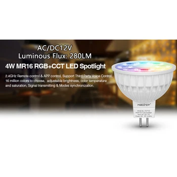 FUT104 MR16 4 W RGB + CCT LED Reflektor Lampa 280LM s podesivim svjetline AC/DC 12v led svjetiljka 2700 Do~6500 Do Kompatibilan sa 2,4 G RF-kontrola