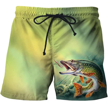 Gospodo plaža kratke hlače s 3D ispis, Ljeto, Ribolov, Unisex, Životinje, Ribe, Besplatne kratke hlače, Muški, Sport, Visoki struk, Kupanje, 2021