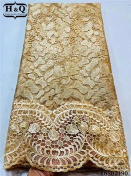 H&Q modni zlatno francuska сетчатое čipka 5 metara tkanine ebroidery afrička cvjetne čipke tkanina s perlama i dragim kamenjem mrežica tila za večernji šivanje