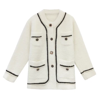 Hepburn stil i temperament imitacija mink baršun kratka jakna ženska 2021 jesen zima nova moda slobodna mala jakna s mirisom
