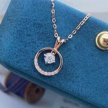 Huitan Likovne ogrlica sa ovjes u obliku malog kruga sa sjajnim CZ Moderan Vjenčanje Pribor za žene Kvalitetne univerzalne ogrlice
