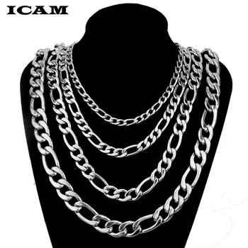 ICAM Eg Kubanske Figaro Muška lanac za ogrlice Srebrne Ogrlice od nehrđajućeg čelika za muškarce Modni nakit 3/5/7/9/11 mm