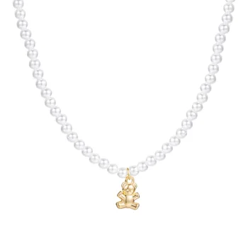 IFMIA Elegantan biserna ogrlica za žene Ogrlica sa privjesak u obliku srca Modni laminirano ogrlicu od bijelog bisera Ogrlice za Vjenčanje nakit