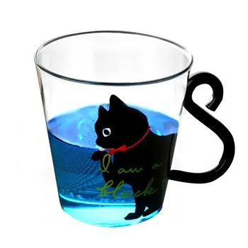 Identitet Staklena Čaša za vodu u Korejskom, japanskom stilu 3D Mačka Tiskan Otporna Šalica za mlijeko Šolja za sok Izolirani Kava mugs 8,5 oz
