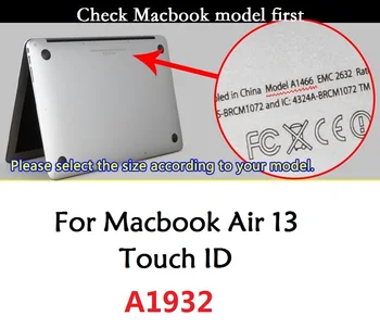 Izgleda SAD-EU za Macbook Air 13 2018 Touch ID A1932 Poklopac tipkovnice Soft Silicij za Macbook Air 13 2018 Zaštitnik kože tipkovnice