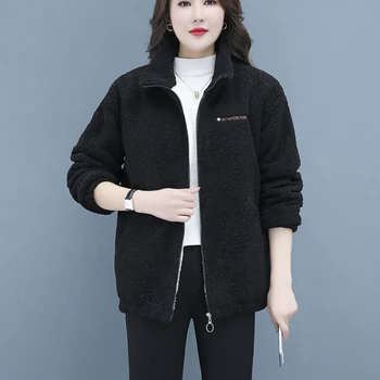JMPRS Debelo donje vune kaput Zimska moda Pismo Toplo baršun jakna od umjetnog krzna na munje Korejski Slobodna Svakodnevni ženska odjeća 2022