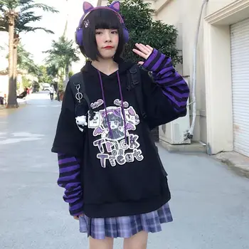 Japanski casual crtani film dugih rukava anime veste za žene hip-hop jesen slobodan plus size vintage majica sa kapuljačom