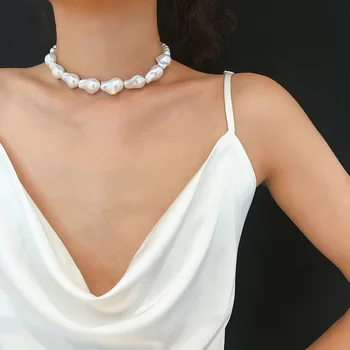 Jednostavna ogrlica od umjetnih bisera nepravilnog oblika u baroknom stilu, donje 2019, modni nakit, ogrlice, ogrlice za žene, Novi dolazak