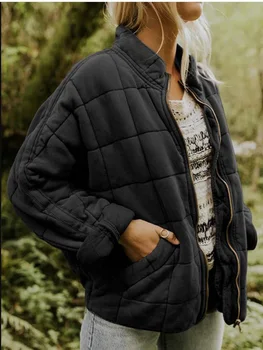 Jesen 2021 Europski I Američki Novi Stil, Monotono jakna s ovratnikom-stalak, kaput, slobodan džep, jaknu dugih rukava, ženska