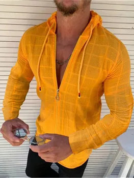 Jesenski muška pokrivač majicu s kapuljačom, muške casual košulja zip open cutaway, košulja dugih rukava, Muška havajski majica za trčanje
