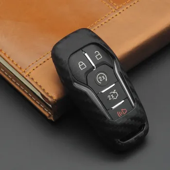 Karbonskih Vlakana Silikonska Torbica za ključeve od automobila Torbica za daljinsko privjesak za ključeve za Ford Edge Explorer Fusion 2016 2017 M3N-A2C31243300