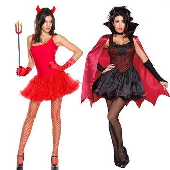 Karneval Halloween Dama Vampir Demonski Odijelo Vraški Mini-Serija Klupska odjeća i Odijelo igre Cosplay Neobično večernja haljina