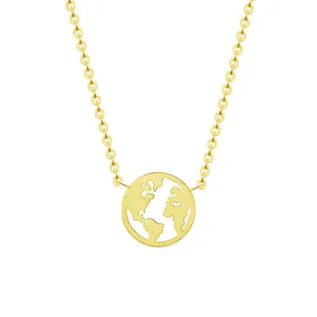 Karta svijeta Ogrlica Putovanja nakit Collana Nehrđajućeg Čelika Geometrijski Cijele Privjesak Ogrlicu od zlata Chian Ogrlice Za žene
