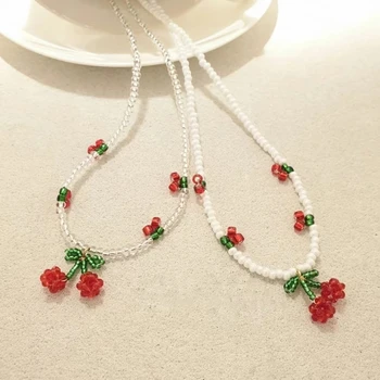 Korejski ljetno ogrlica od slatkog voća Za žene Ženska moda Akrilne Perle Ljetni Odmor Choker Ogrlice Nakit darove