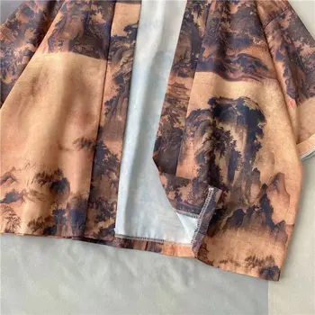 Ljetna košulja po cijeloj površini i rukavima pola Muška slobodna plaža ugodna odjeća u stilu Харадзюку, Top, japanska klasicni kimona, par majica veličine M-3XL