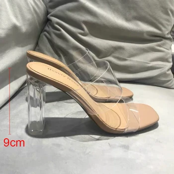 Ljetne ženske cipele-brod Sandale od PVC-a Žele Papuče s otvorenim vrhom na visoke potpetice Ženske prozirne papuče od pleksi Cipele na petu Prozirne sandale
